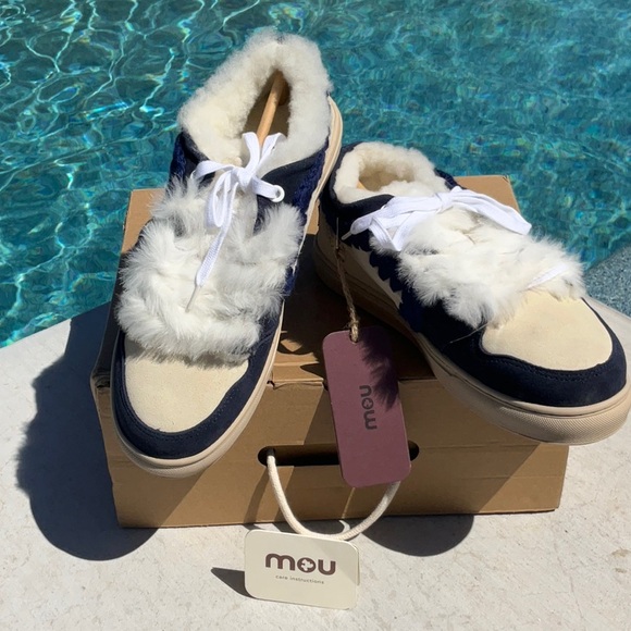 Mou Shoes - MOU - Eskimo Low Top Sneaker in Abyss & Vanilla Mix New In Box Size 40